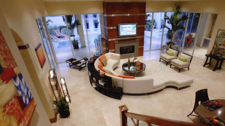 Top View Of A Circle Sofa Set In Hall